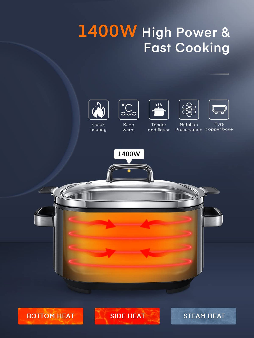 6 Quart Programmable Stainless Steel Slow Cooker L8502