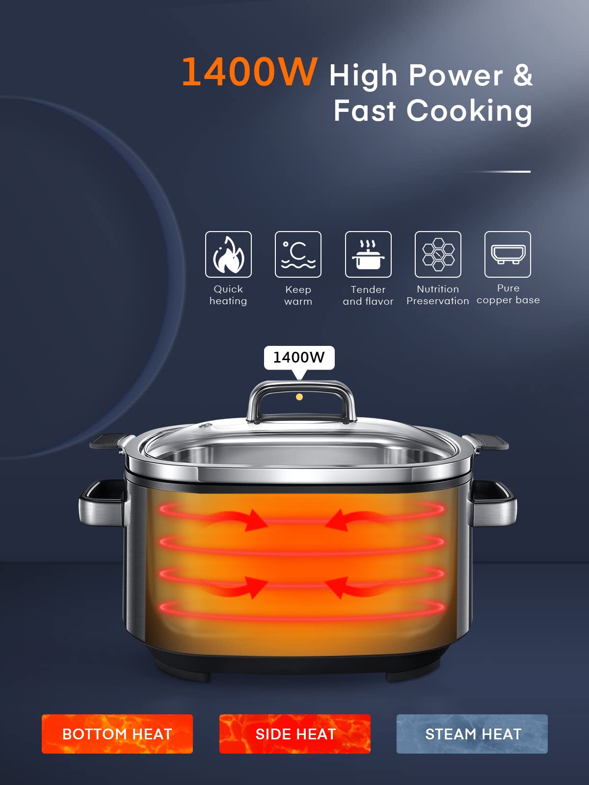 6 Quart Programmable Stainless Steel Slow Cooker L8502