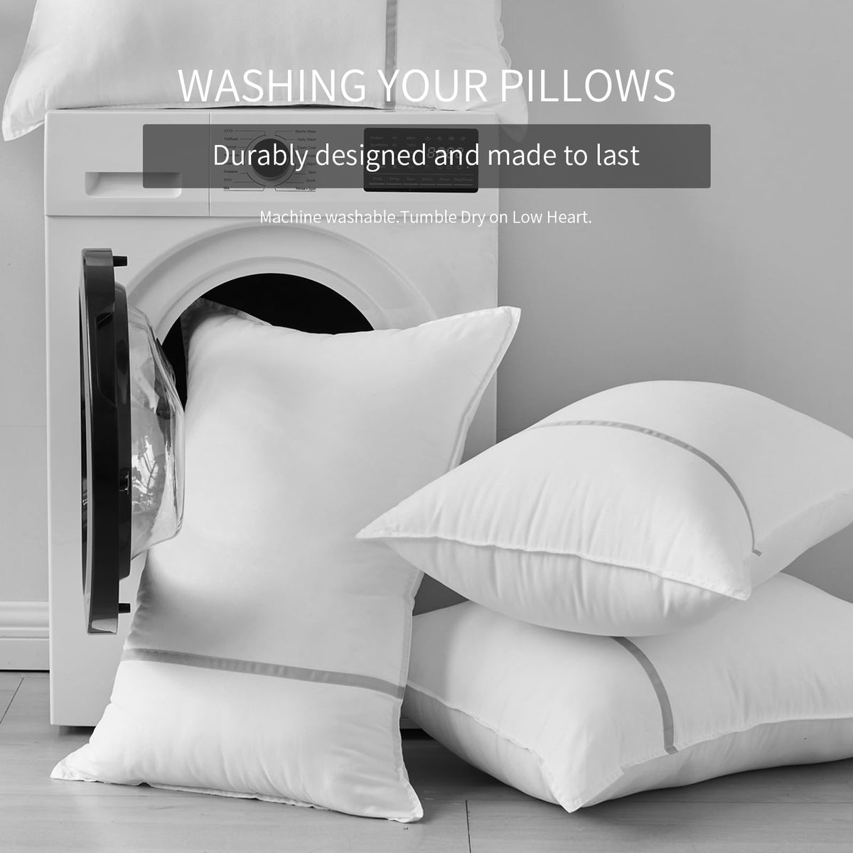 Queen Size Set of 2 Medium Firm Down Alternative Bed Pillows V751
