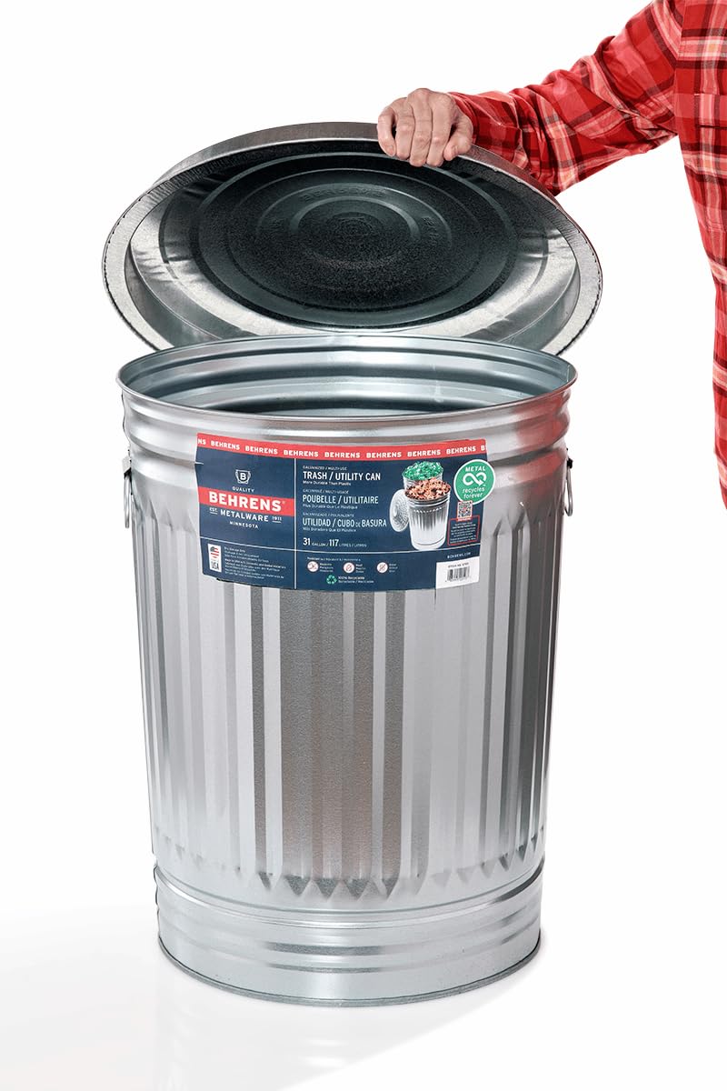 Galvanized Steel 31-Gallon Trash Can G648647