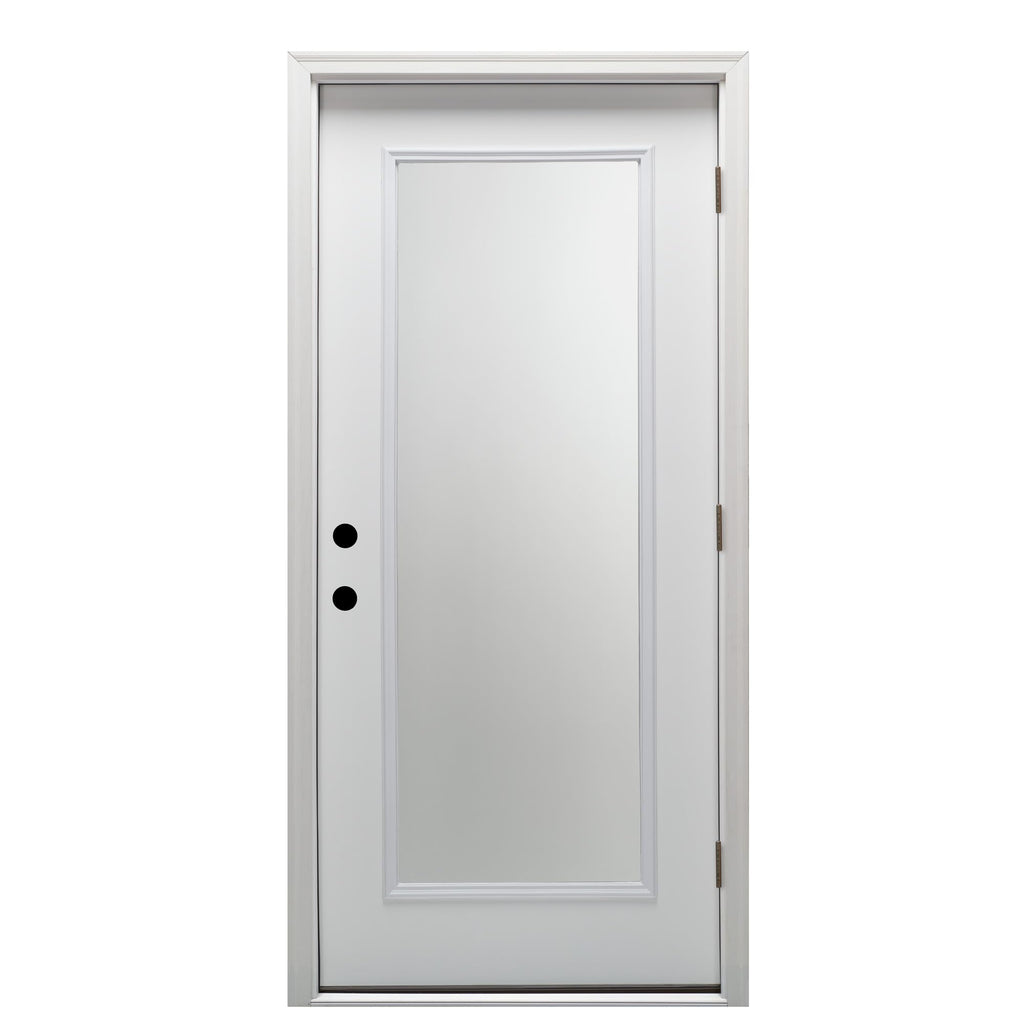 Primed Left Hand Outswing Prehung Door Full Lite Clear Glass 30"x80" Steel R1864