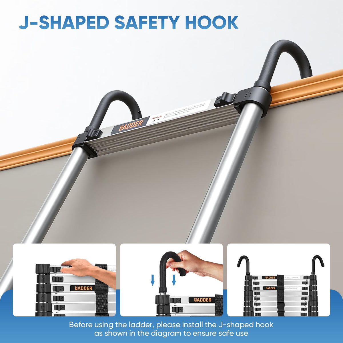 Telescoping Ladder 16.5 FT with Wheels & Hooks 330 lbs O845947