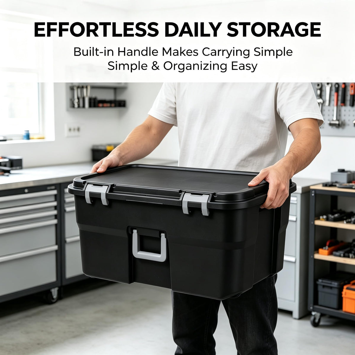 Black 22 Gal Wheeled Plastic Storage Bins B911