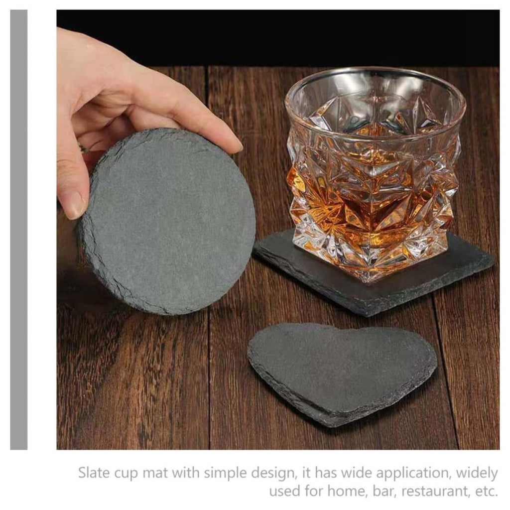 Black 12pcs Natural Stone Coaster Set O46790