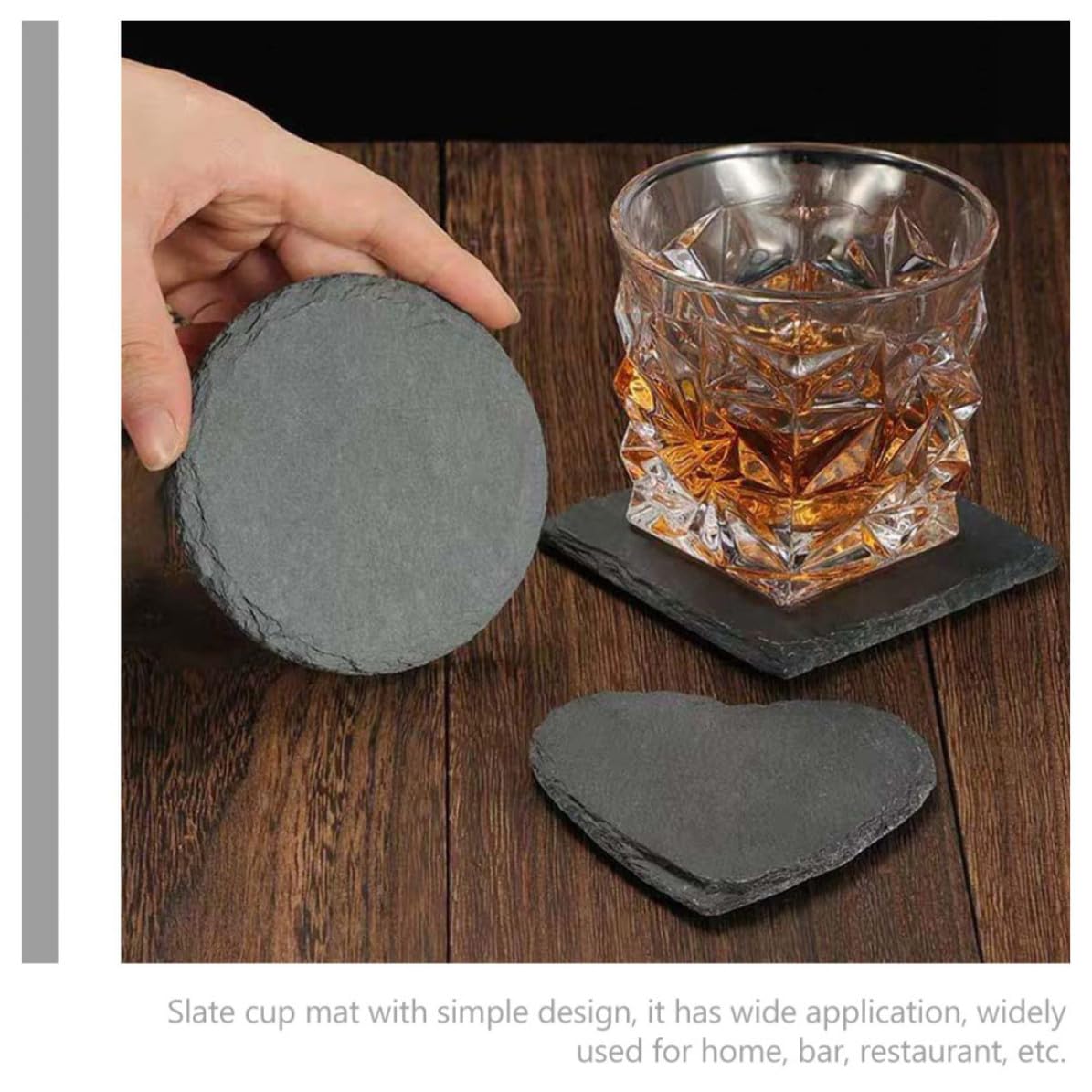 Black 12pcs Natural Stone Coaster Set O46790