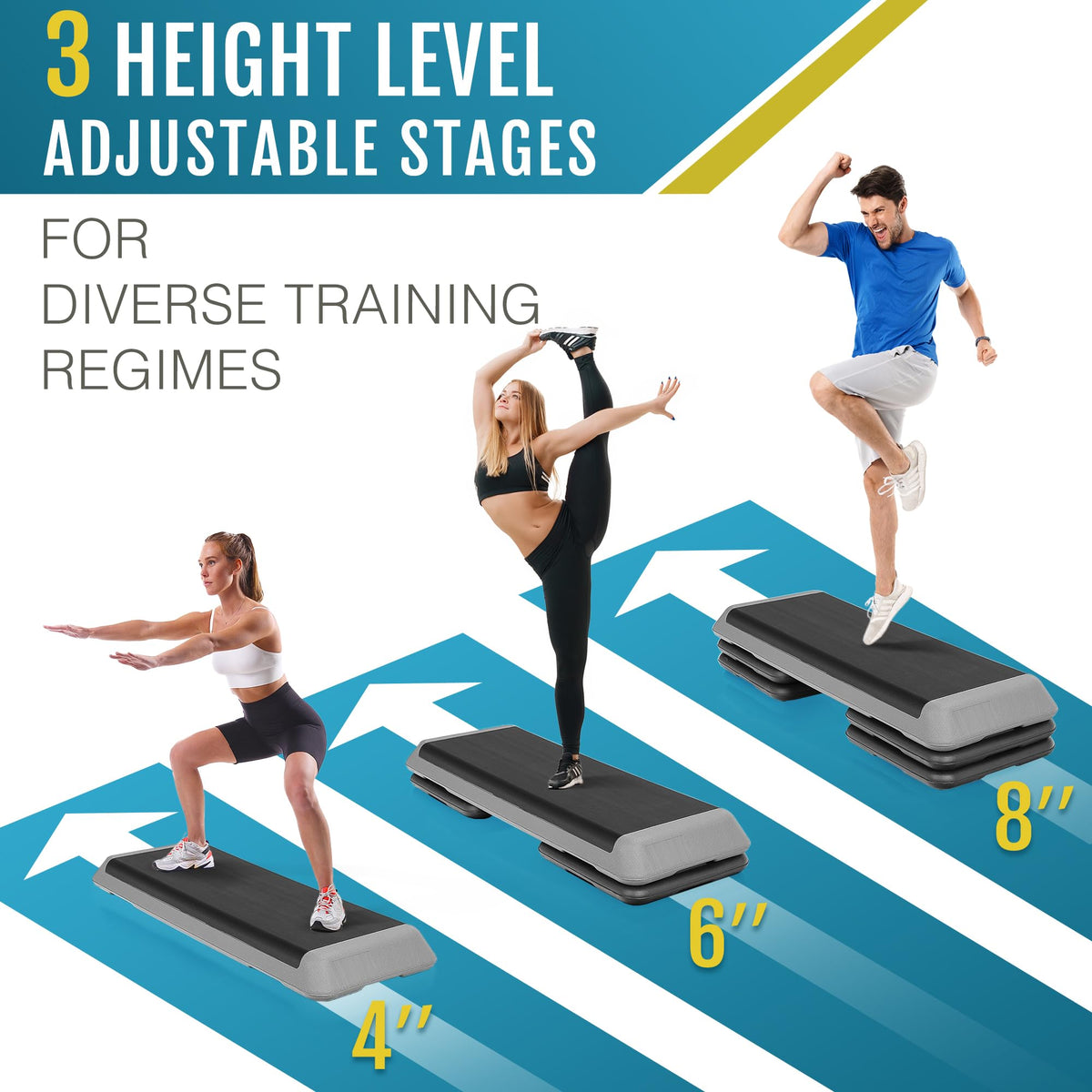 43 inch Adjustable Aerobic Exercise Step Platform with 4 Risers X5962