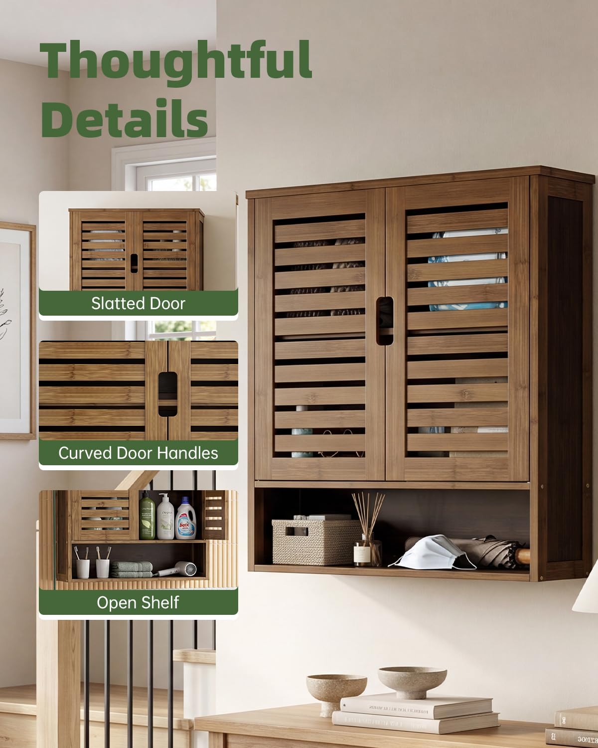 Bamboo Over-The-Toilet Storage Cabinet with 2 Door Y723