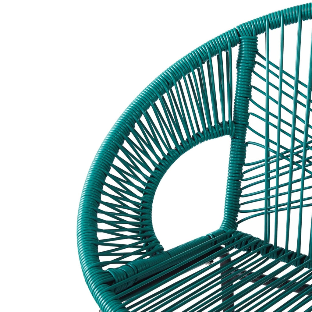 Faux Wicker PE Rattan Bar Stools Set of 2 Teal V4360