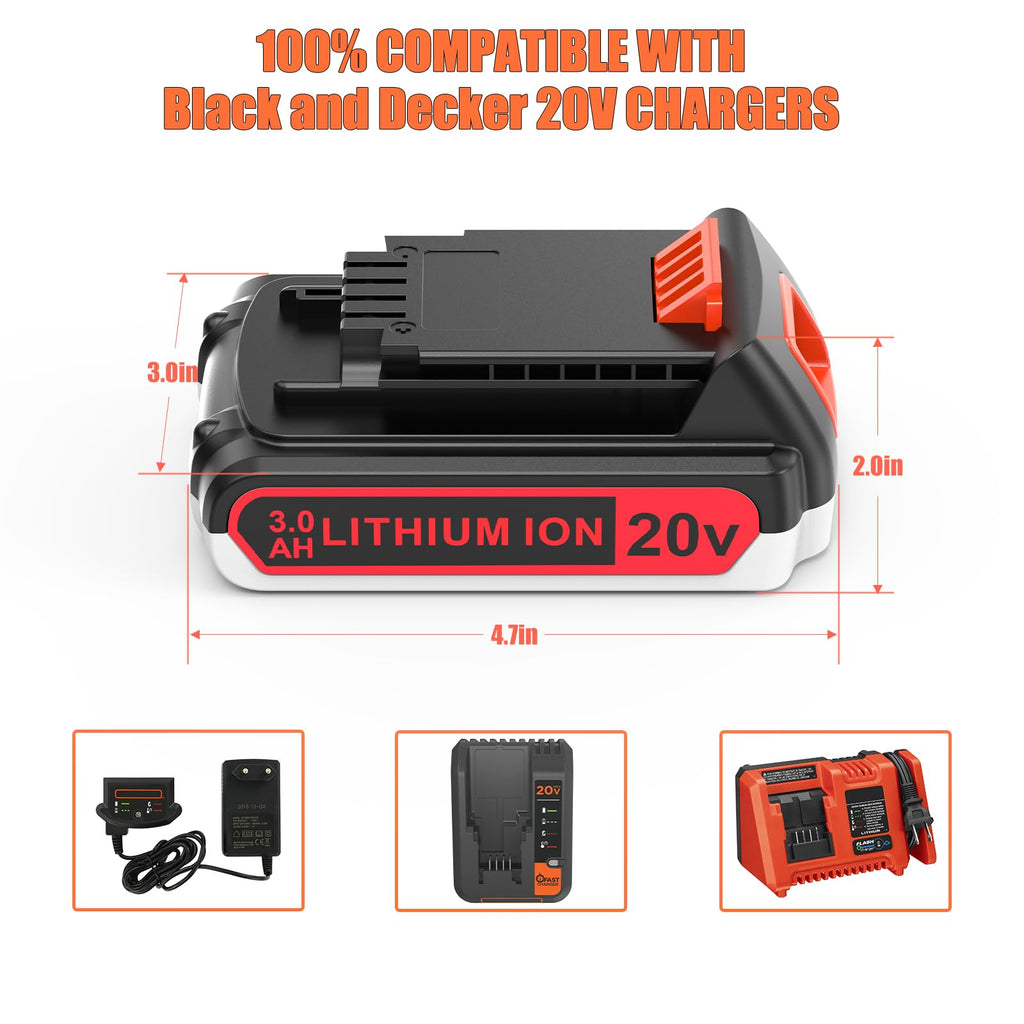 2 Pack 3.0Ah 20v Lithium Battery Replacement H374