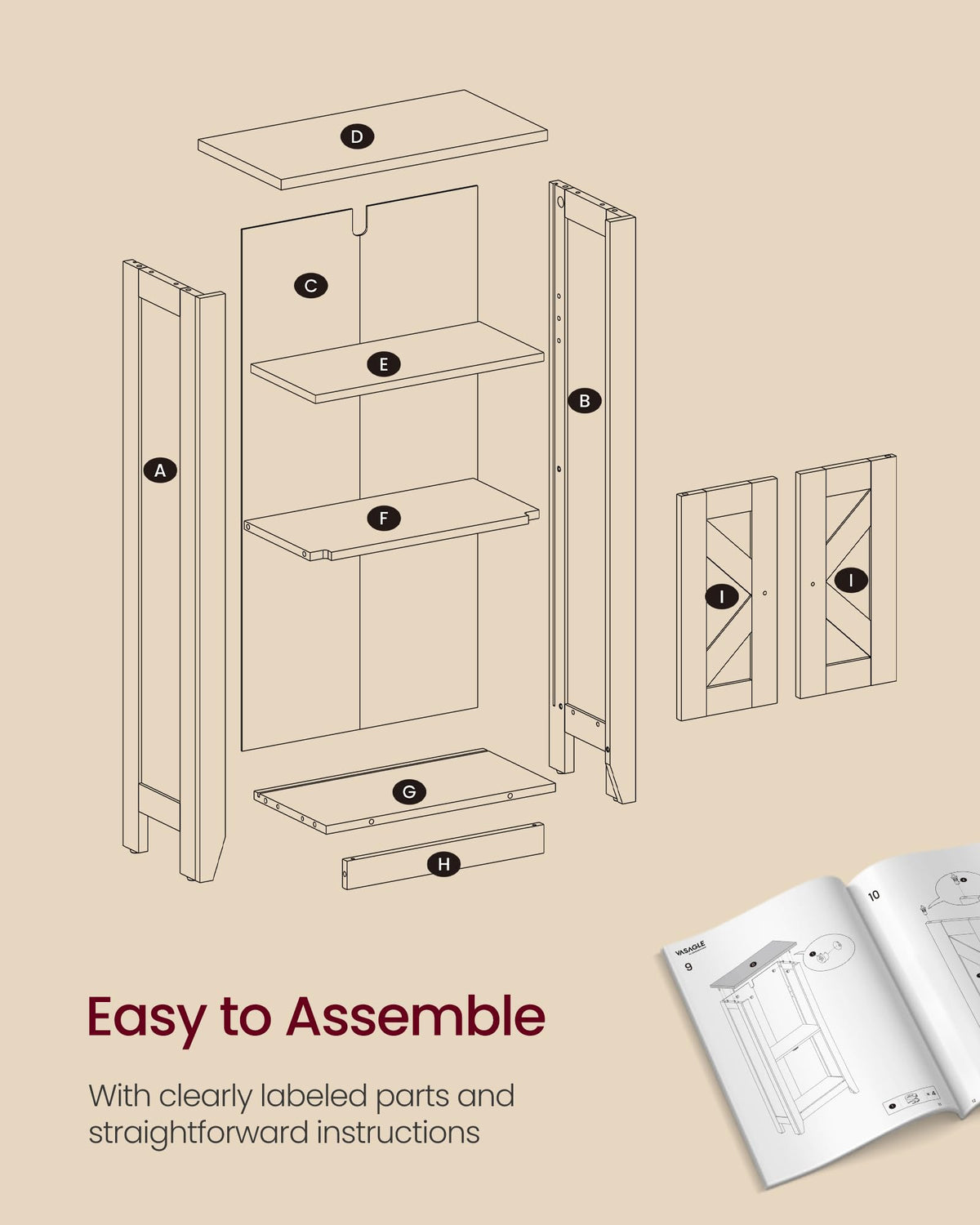 Farmhouse Storage Cabinet with 2 Barn Doors E59204