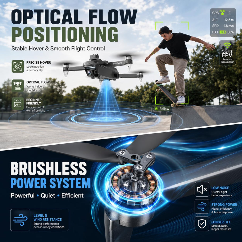 GPS Drone with 4K Camera, Under 249g Foldable RC Quadcopter T607327