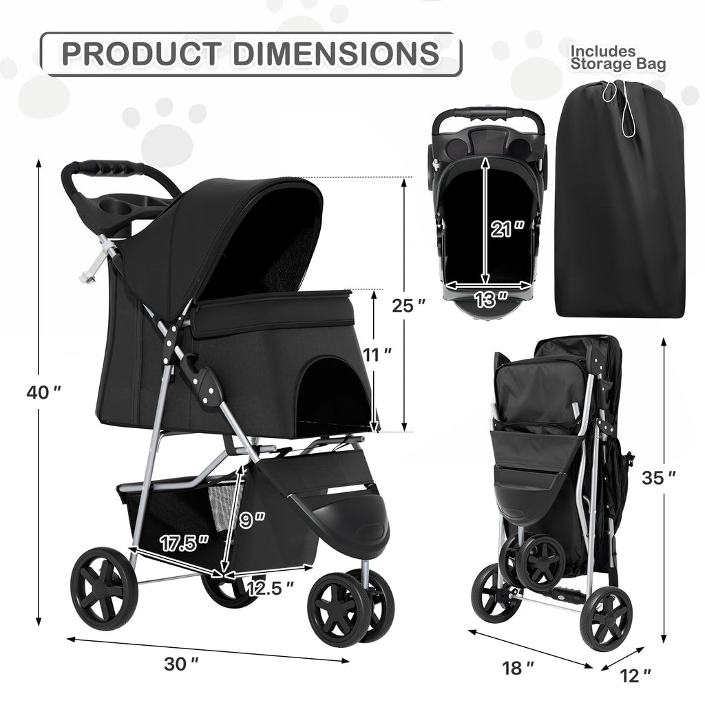 Black Pet Stroller Y2310