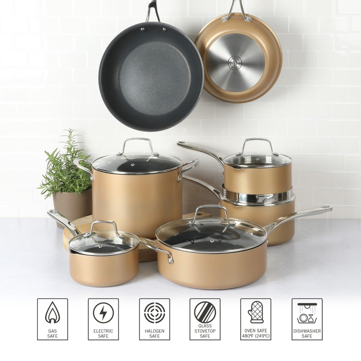 12 Piece Hard Anodized Nonstick Cookware Set C374