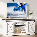 White Rustic Farmhouse TV Stand with Sliding Barn Doors T259765
