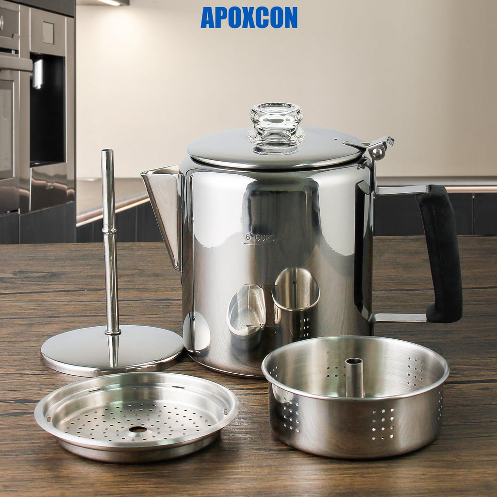 Stainless Steel Stove Top Percolator Coffee Pot 6 Cup C926