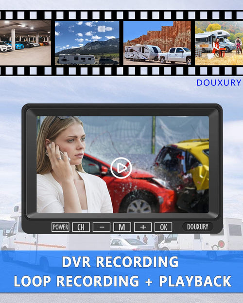 1080P Wireless Backup Camera System with 7'' Monitor IP69K Waterproof Q26515