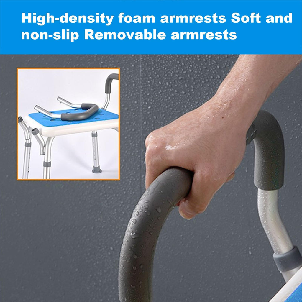 Heavy Duty Shower Chair with Arms Back Padded Adjustable Non-Slip J126906