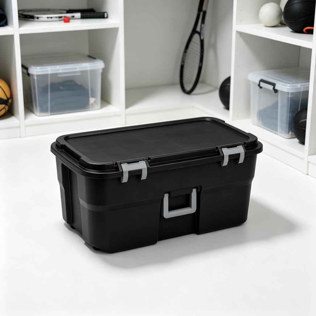 Black 22 Gal Wheeled Plastic Storage Bins B911