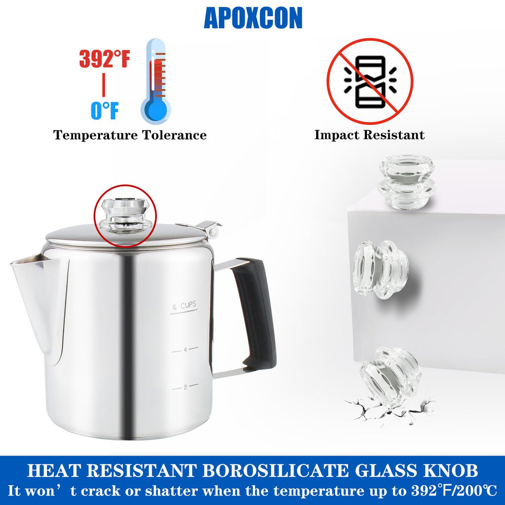 Stainless Steel Stove Top Percolator Coffee Pot 6 Cup C926