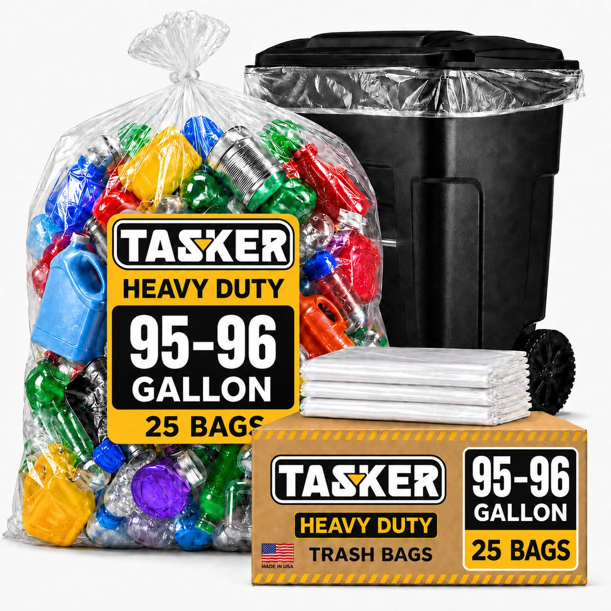 95-100 Gallon Clear Heavy Duty Trash Bags I968