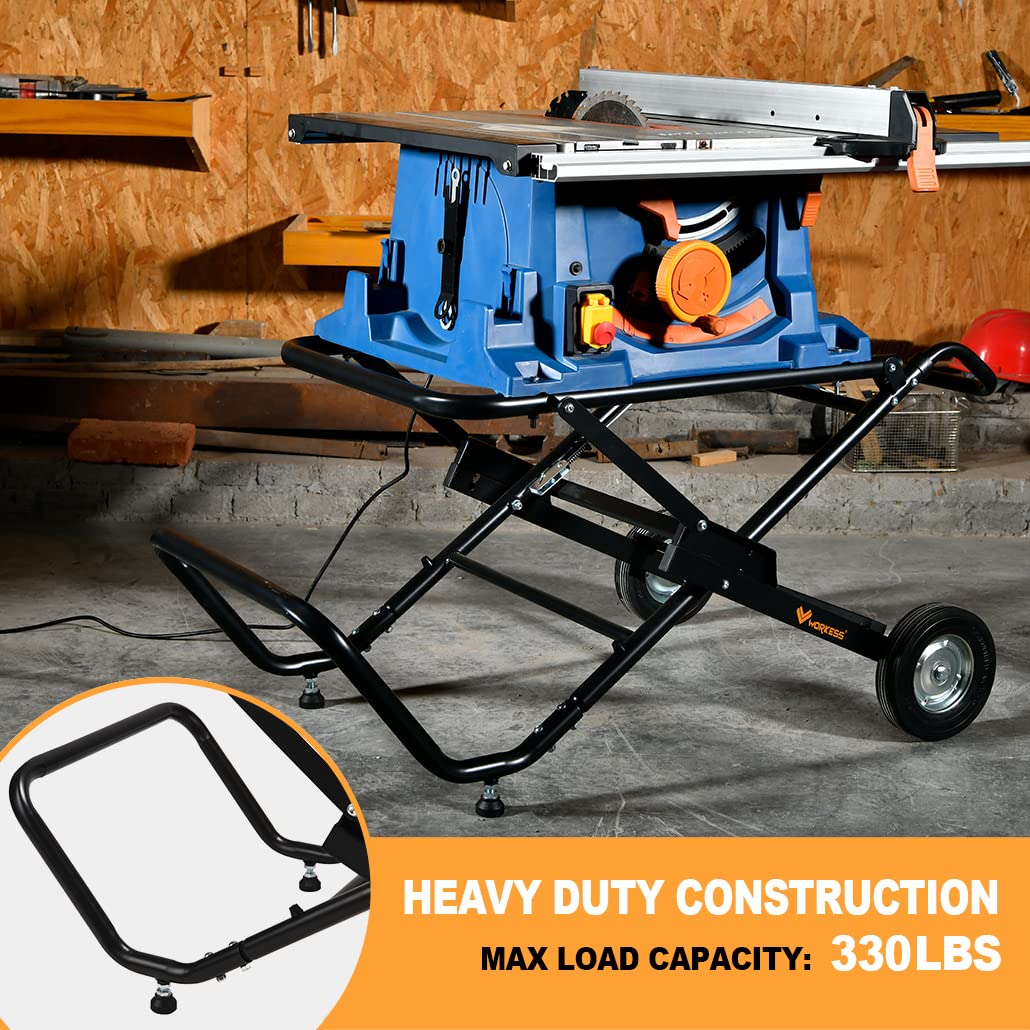 Portable Foldable Table Saw Stand with 8 Inch Wheels V87079
