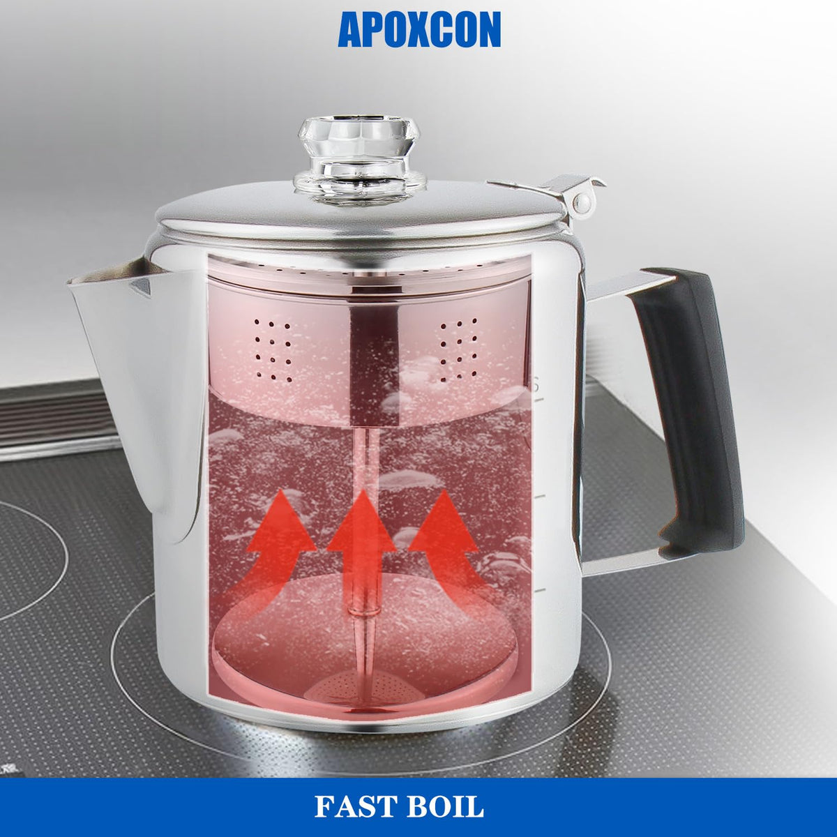 Stainless Steel Stove Top Percolator Coffee Pot 6 Cup C926
