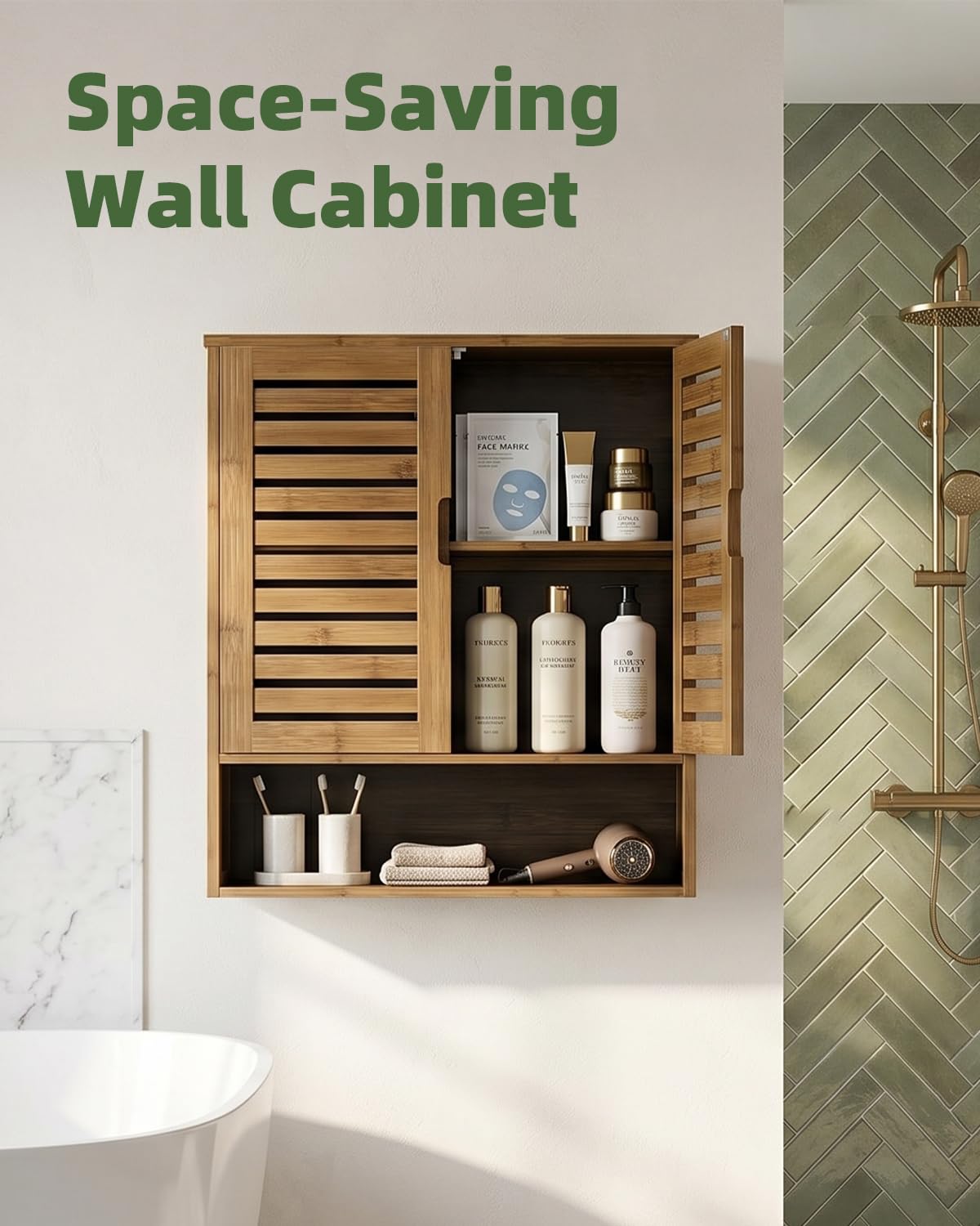 Bamboo Over-The-Toilet Storage Cabinet with 2 Door Y723