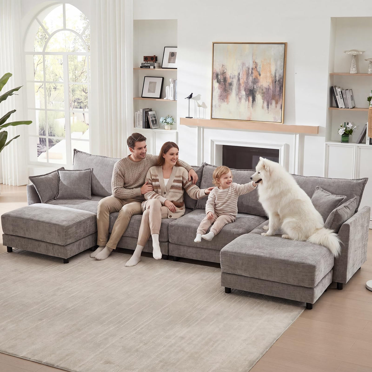 Light Gray Chenille 2 Seater Sofa with Pillows L751532
