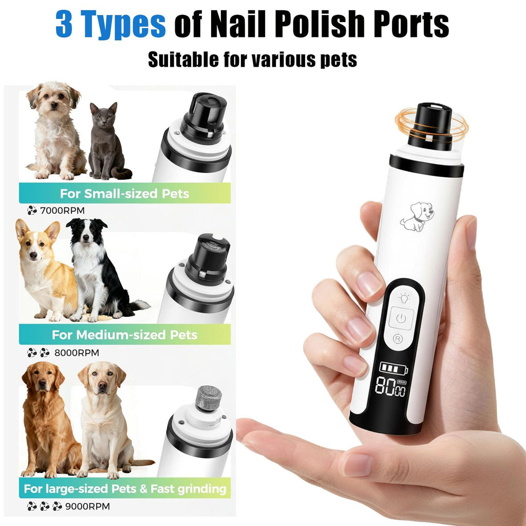 Ultra Quiet Dog Nail Grinder with Dual LED Lights W292