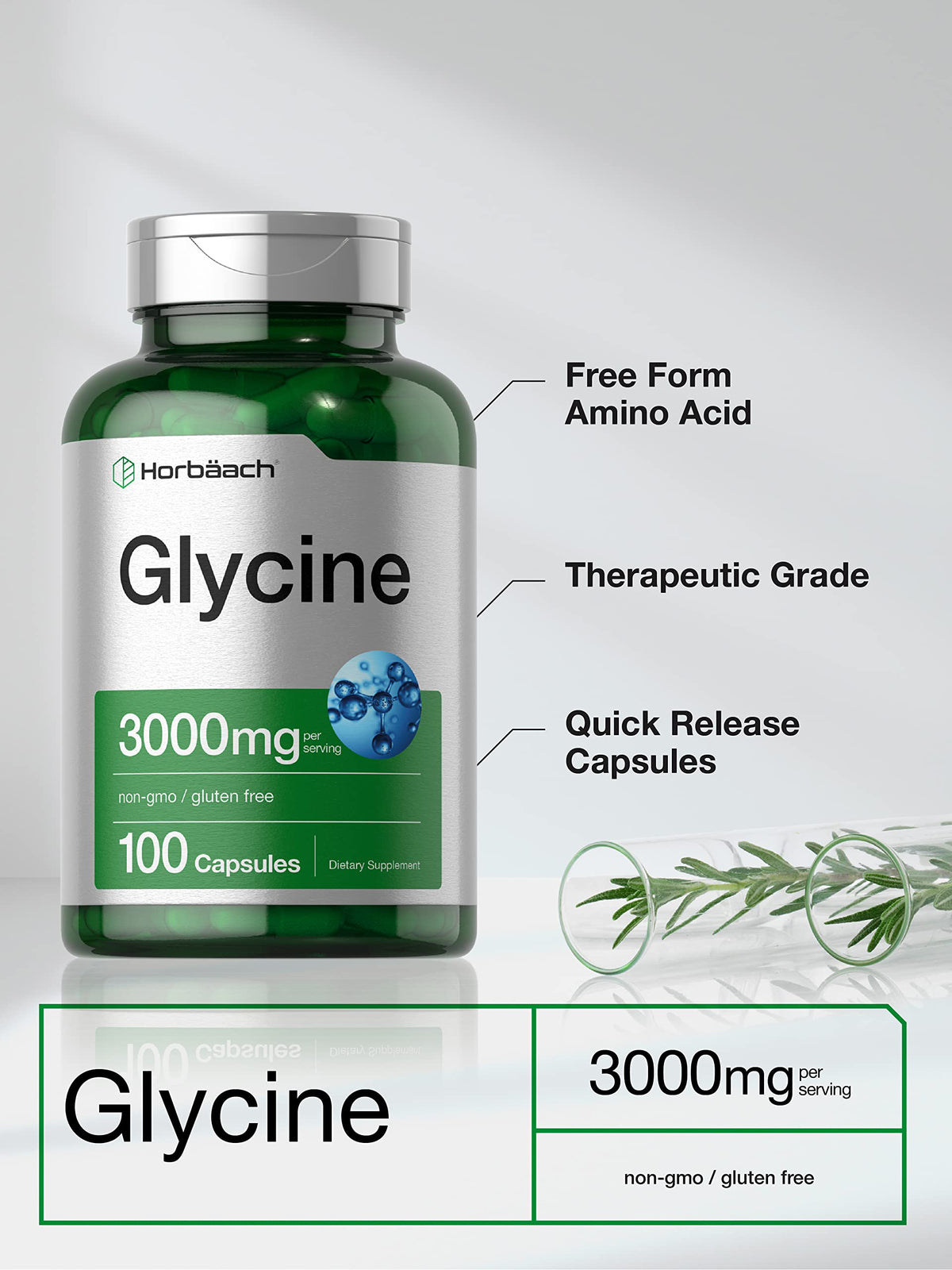 Glycine 3000mg 100 Powder Capsules N7502