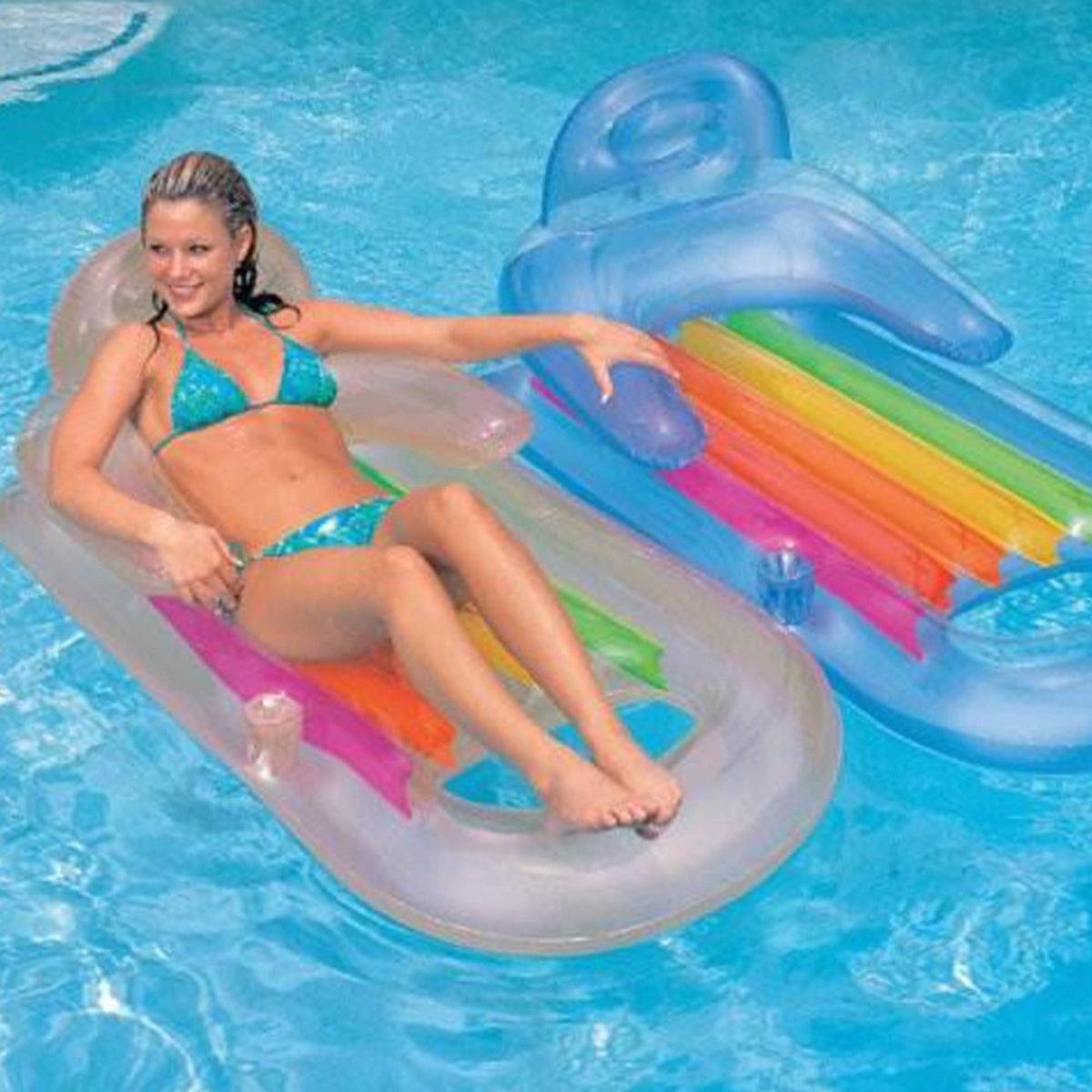 Inflatable Swimming Pool Lounger with Headrest 4 Pack V606344