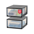 2-Pack 30 Qt. Black Stacking Drawer Organizer Q894