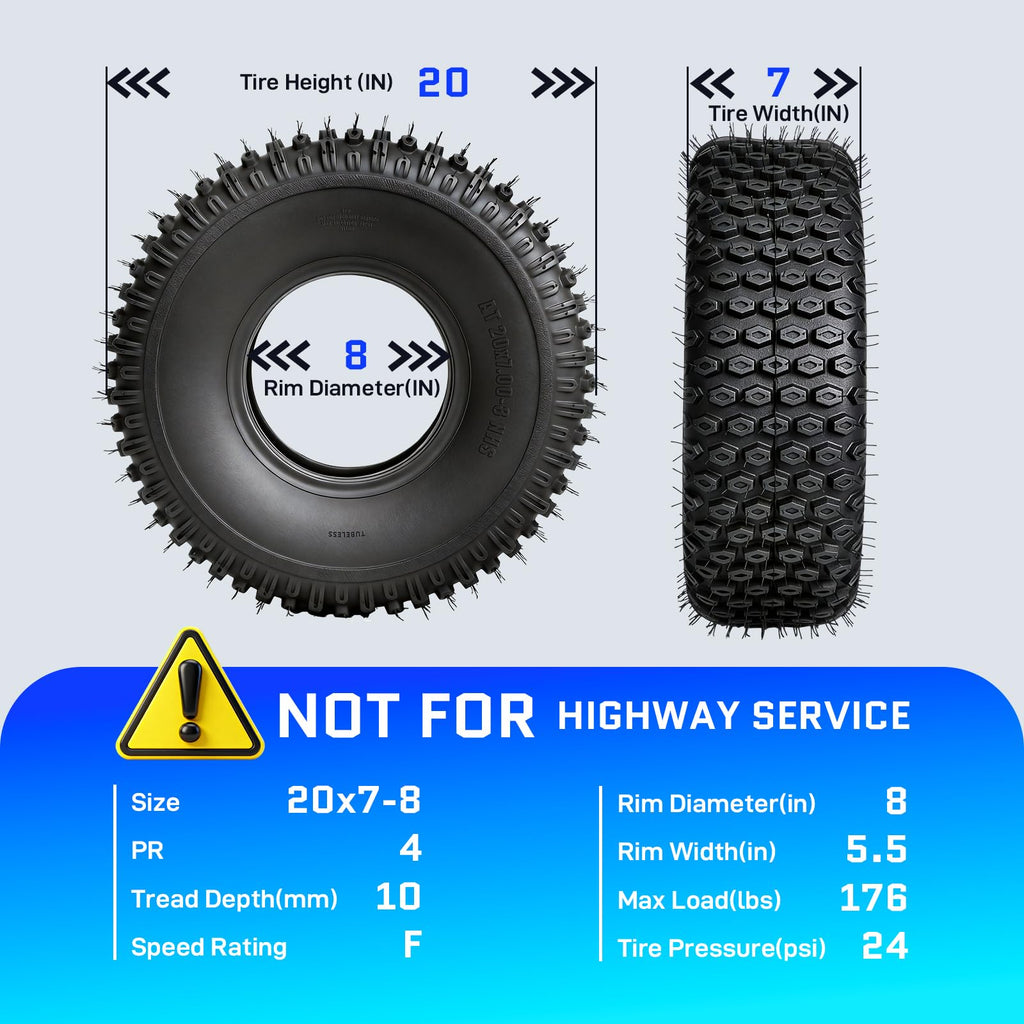 Set of 2 20x7-8 All-Terrain Tires Z3760