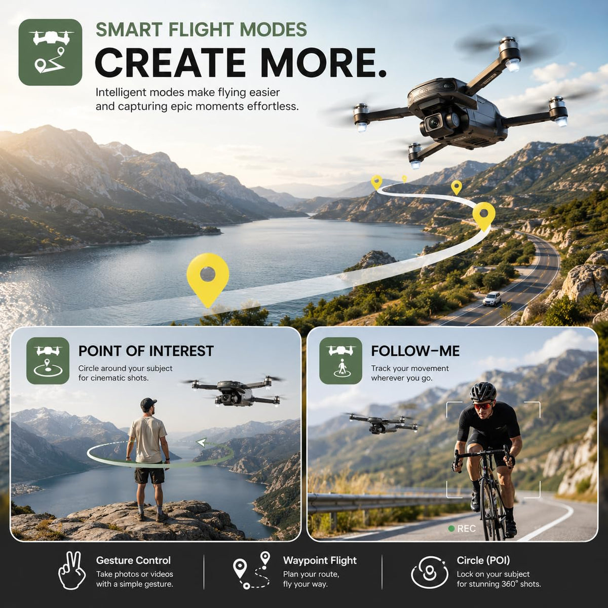 GPS Drone with 4K Camera, Under 249g Foldable RC Quadcopter T607327