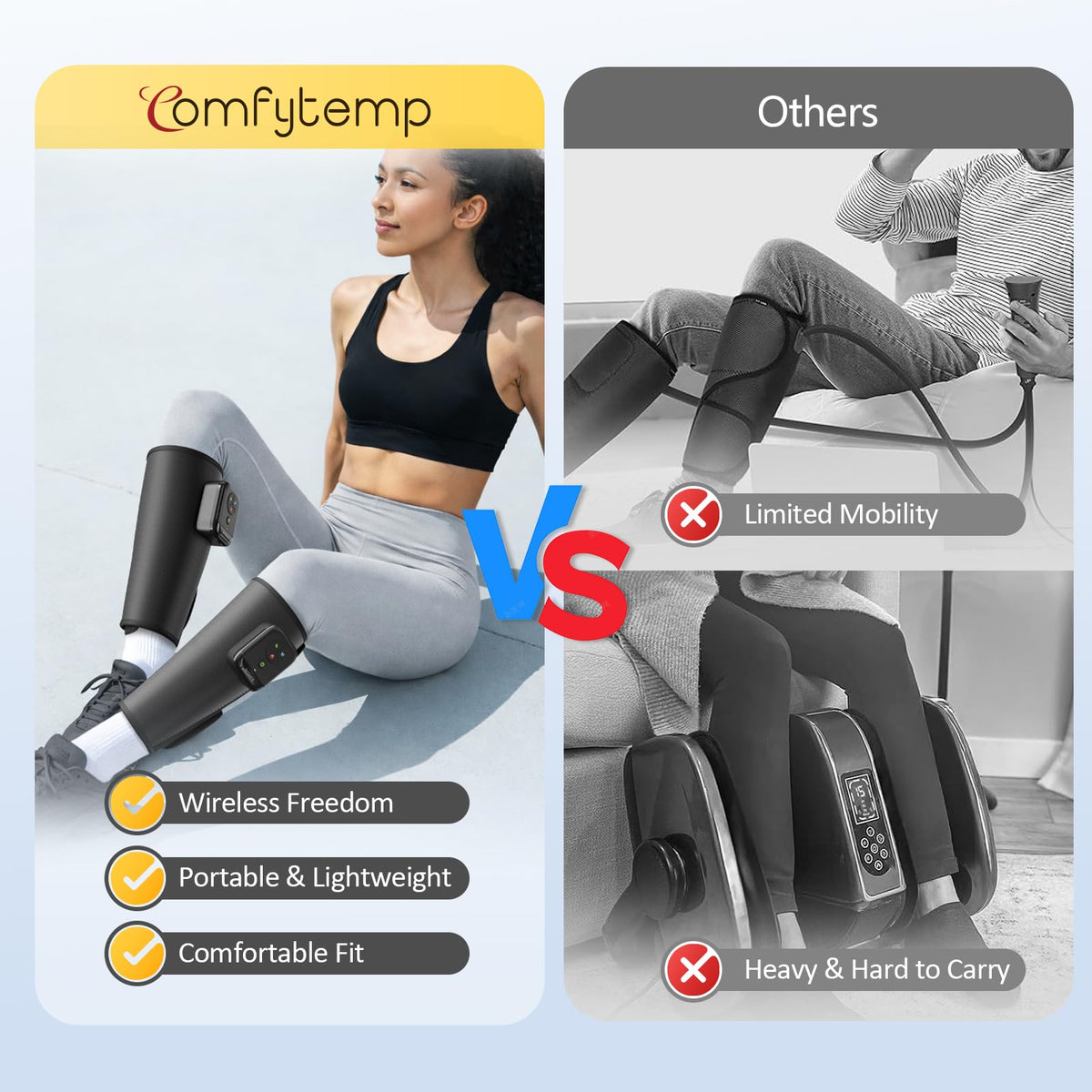 Cordless Air Compression Calf Massager with Heat V94485