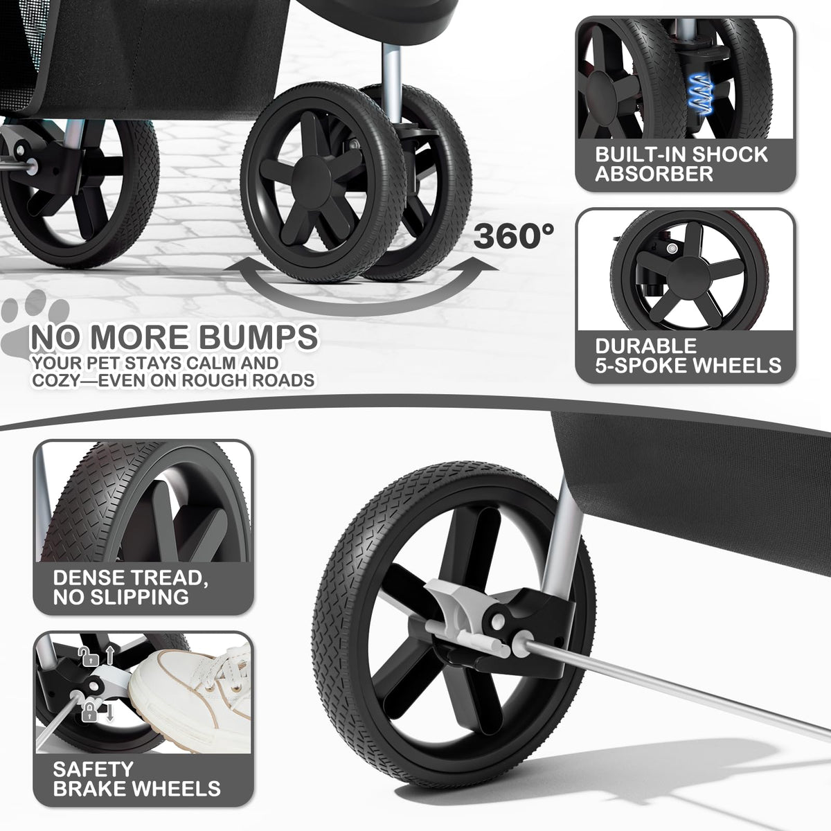 Black Pet Stroller Y2310