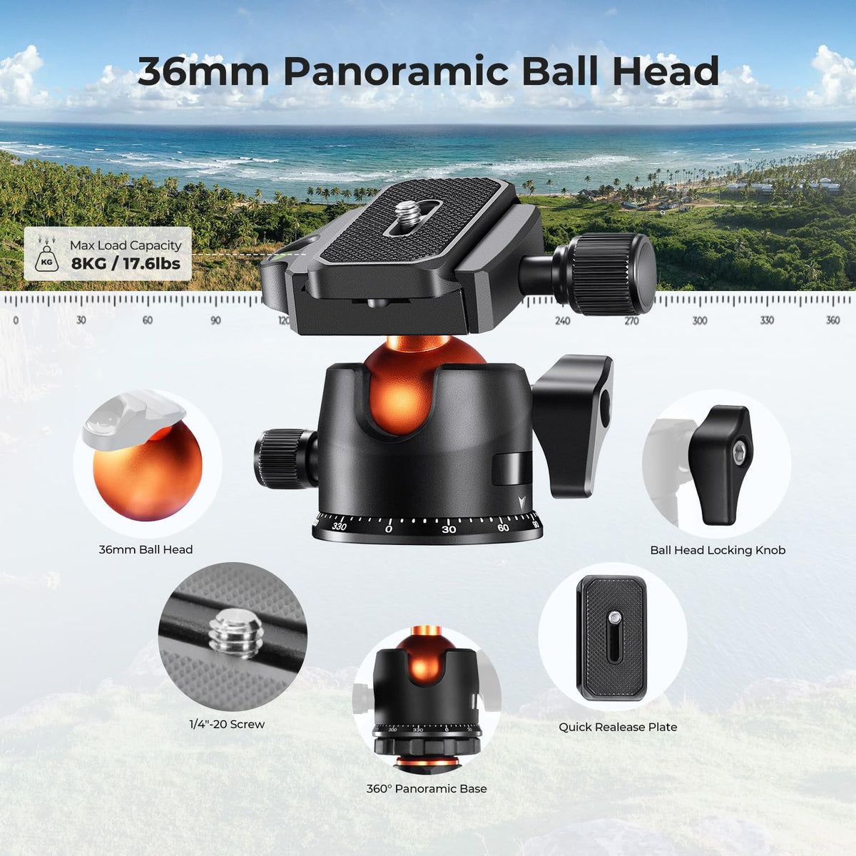 Carbon Fiber Camera Tripod with Ball Head J924