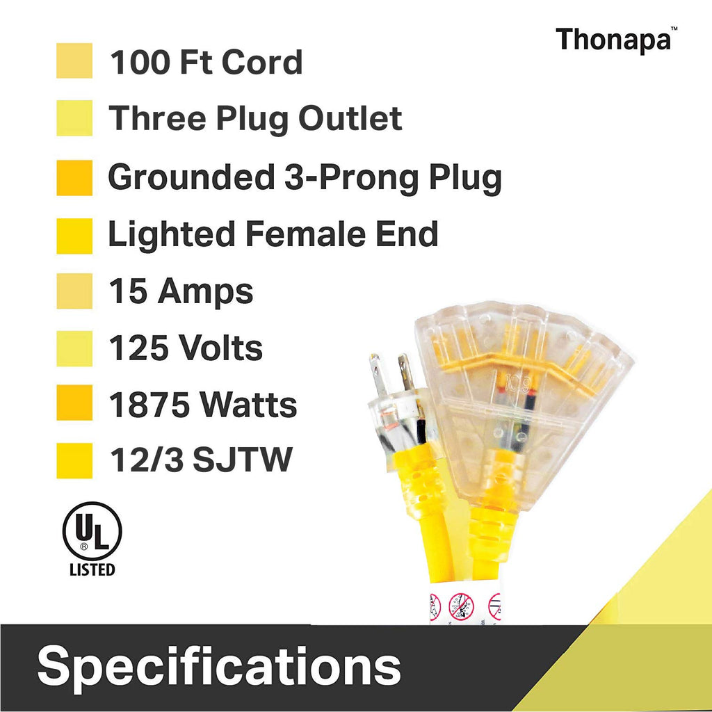 100 Foot Heavy Duty Yellow Extension Cord O399