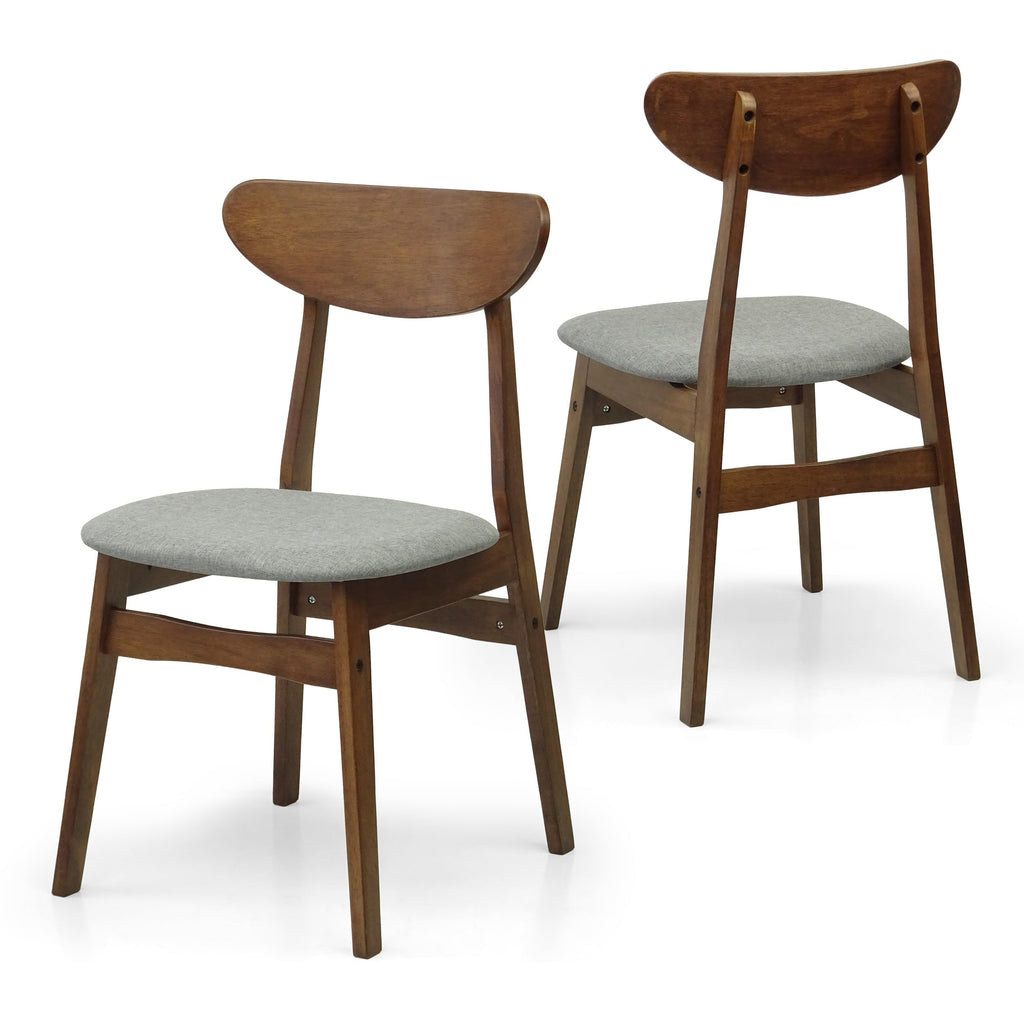 Set of 3 Square Dining Table and 2 Side Chairs Solid Wood Padded Seat Medium Brown A254