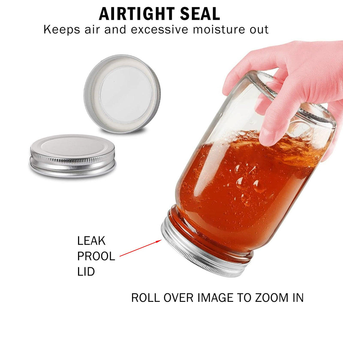 16oz Regular Mouth Glass Mason Jars with Airtight Lids, 4 Pack Z738125
