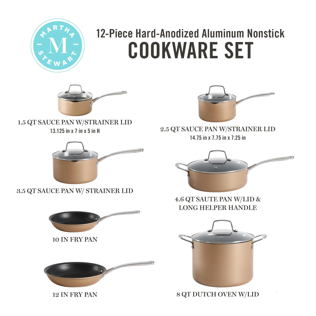 12 Piece Hard Anodized Nonstick Cookware Set C374