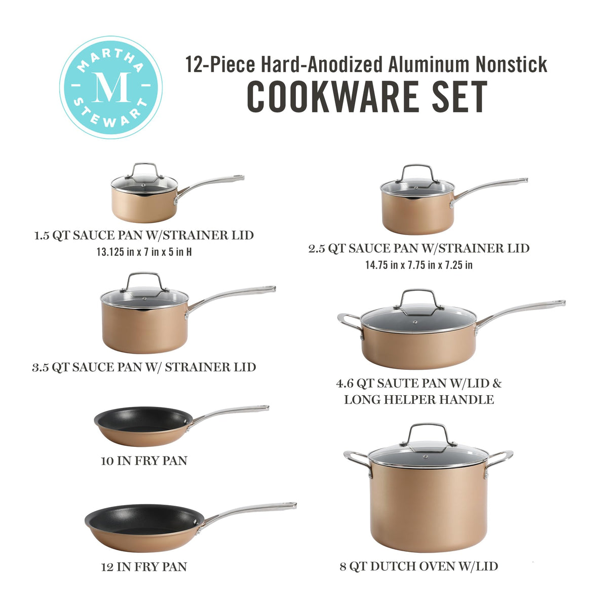 12 Piece Hard Anodized Nonstick Cookware Set C374