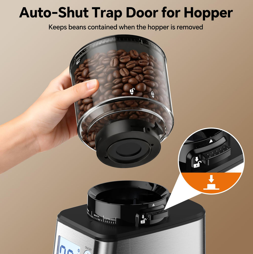Conical Burr Coffee Grinder, 51 Grind Settings, 1-12 Cups, Stainless Steel Z723