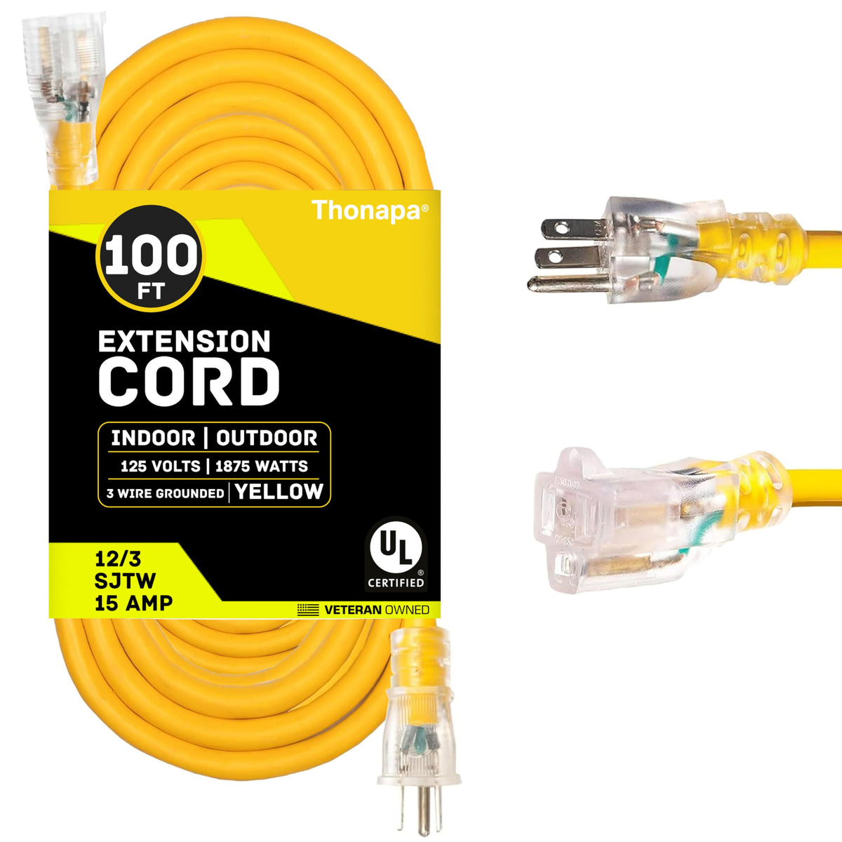 100 Foot Heavy Duty Yellow Extension Cord O399