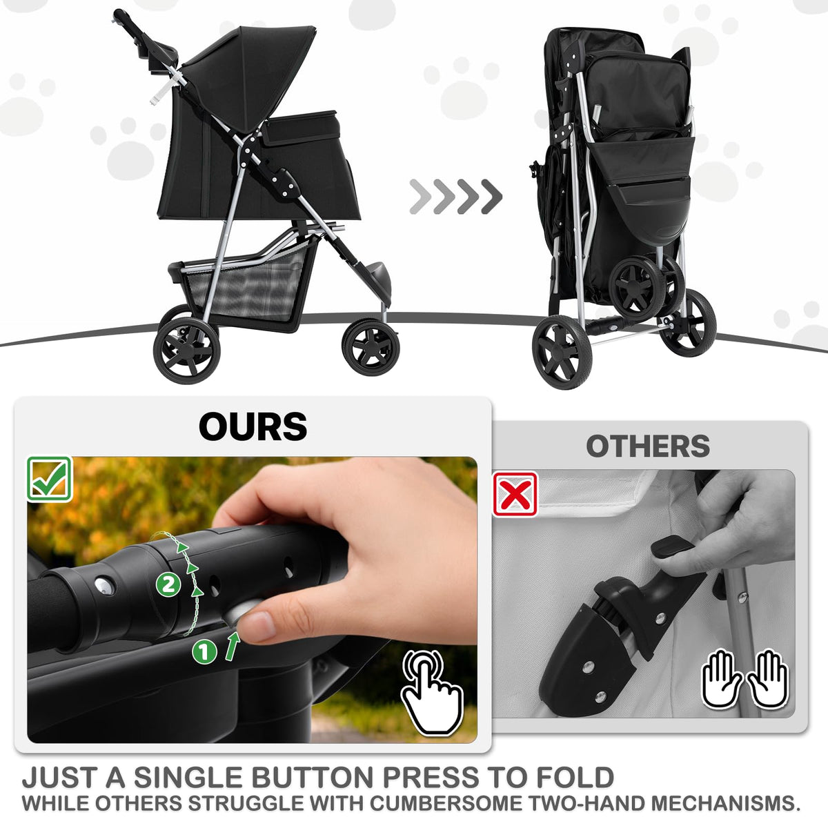 Black Pet Stroller Y2310