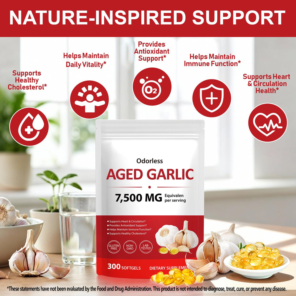Odorless Garlic Softgels 7500mg 300 Softgels F7293