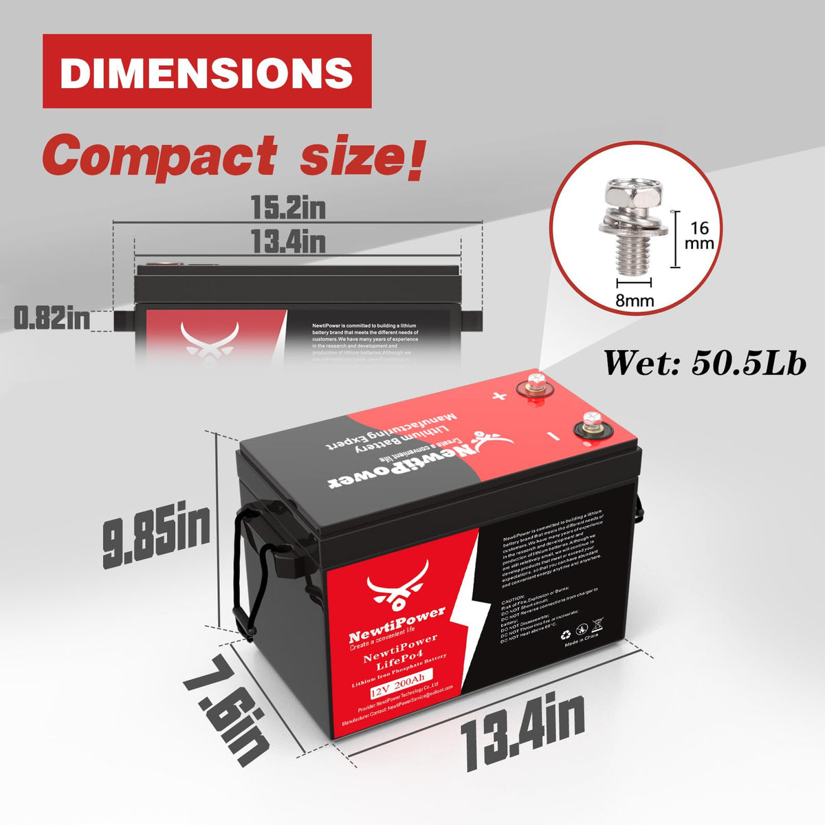 12V 200Ah LiFePO4 Lithium Battery N41447