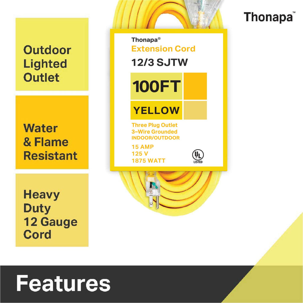 100 Foot Heavy Duty Yellow Extension Cord O399