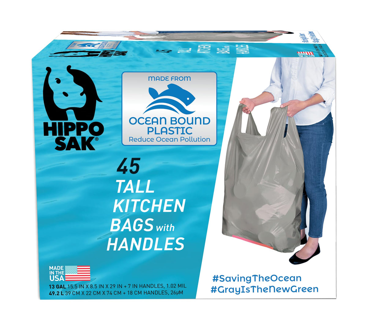 13 Gallon Recycled Plastic Tall Kitchen Trash Bags 45 Count A277552