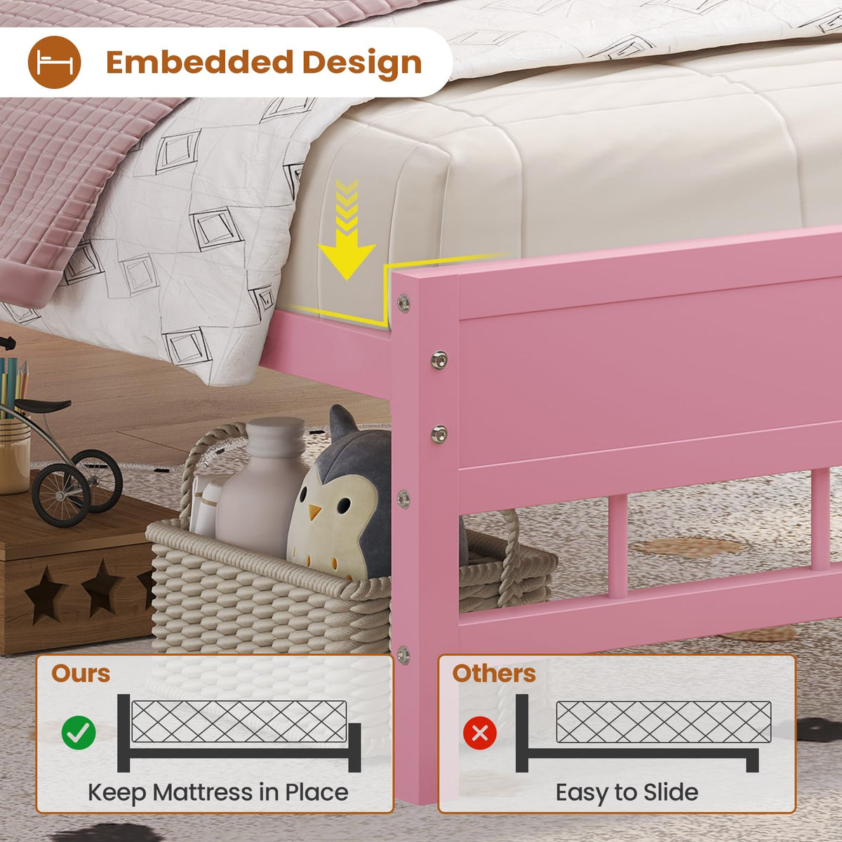 Twin Bed Frame with Storage Headboard V2780